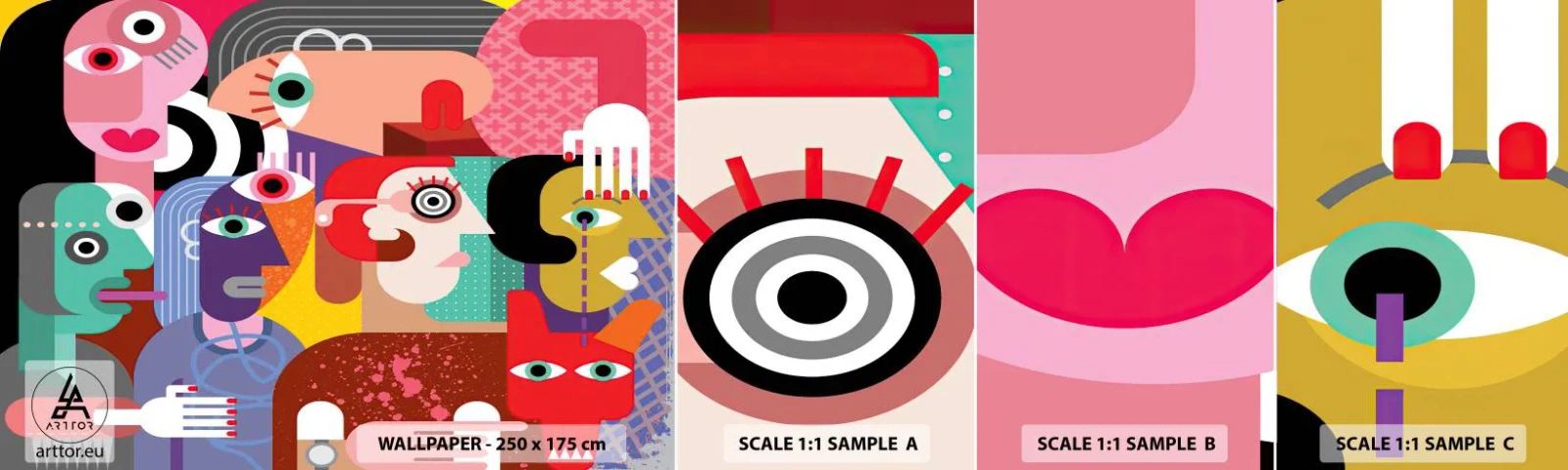 Échantillon de Papier Peint Autocollant Deluxe Sticker - Nous par M. Picasso - Abstraction, Cubisme, Personnes - 100x30 cm