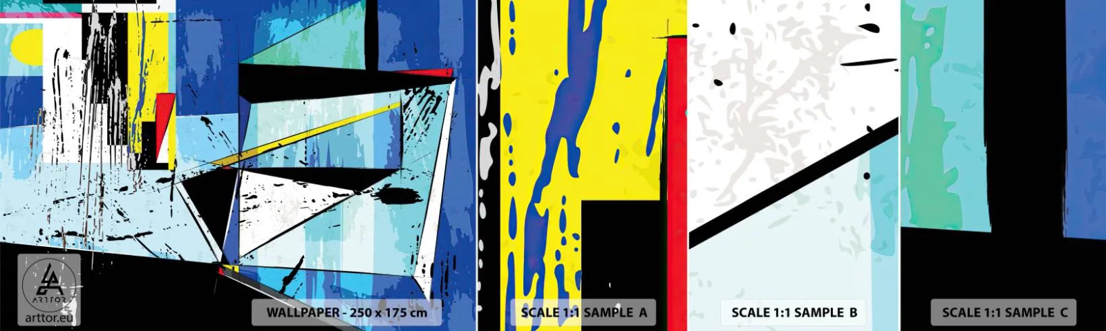 Échantillon de Papier Peint Autocollant Deluxe Sticker - Regardez le monde sous un certain angle… - Abstraction, Morceau, Modèle moderne - 100x30 cm