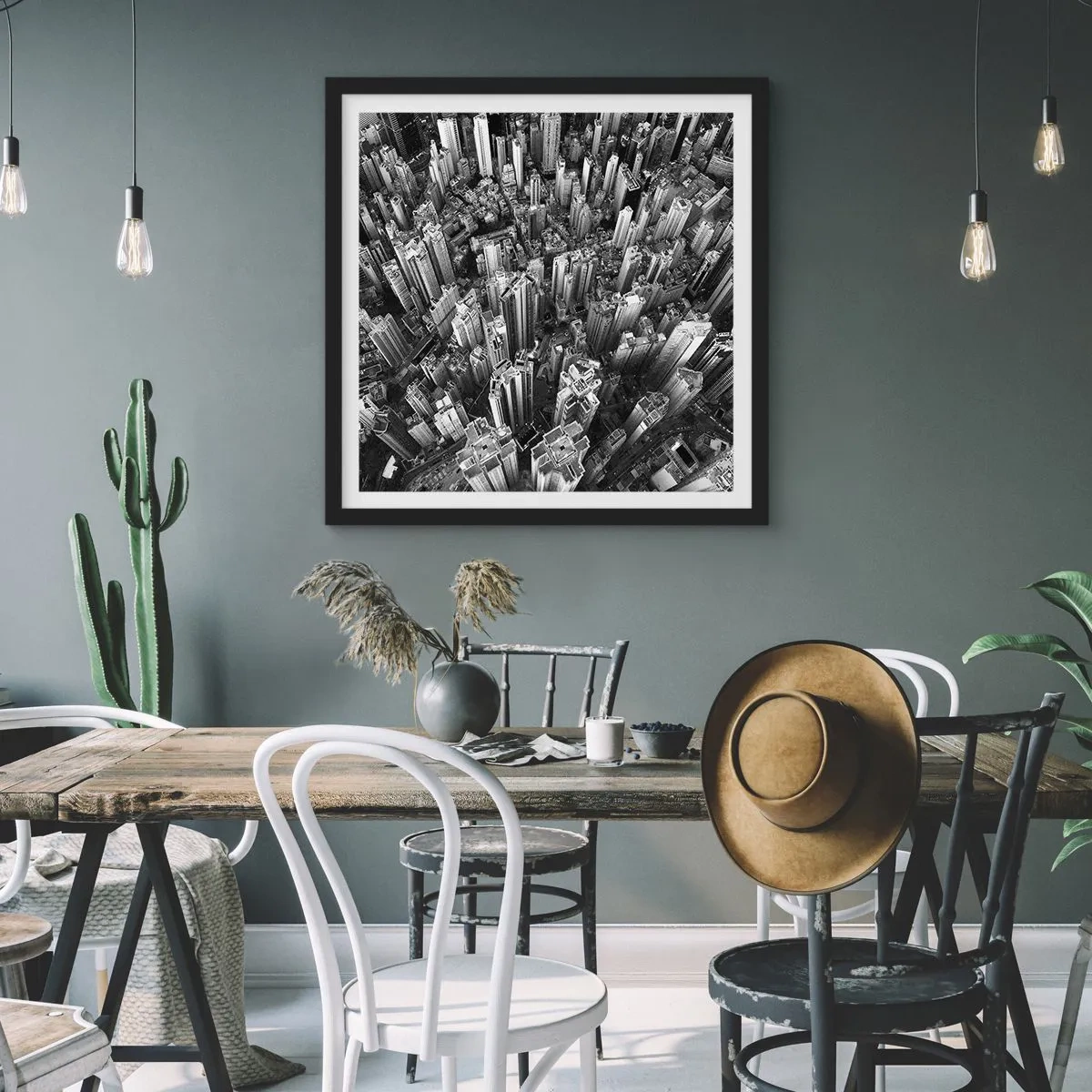 Affiche dans un cadre noir - Poster - Toujours de plus en plus haut - 50x50 cm