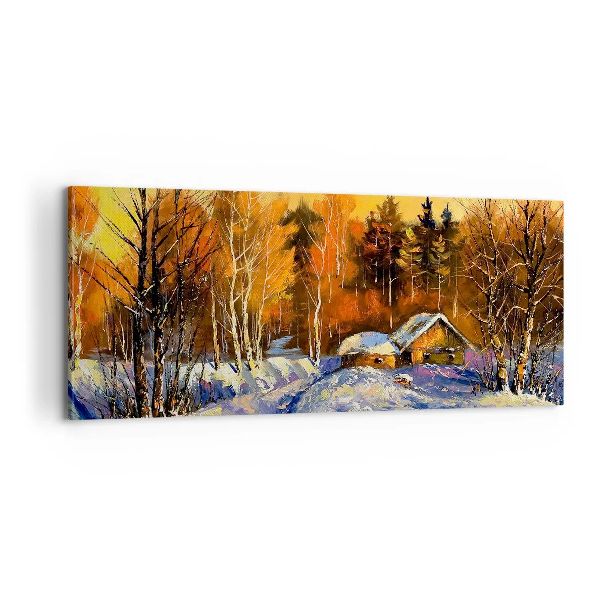 Impression sur toile - Image sur toile - Impression d'hiver au soleil - 100x40 cm