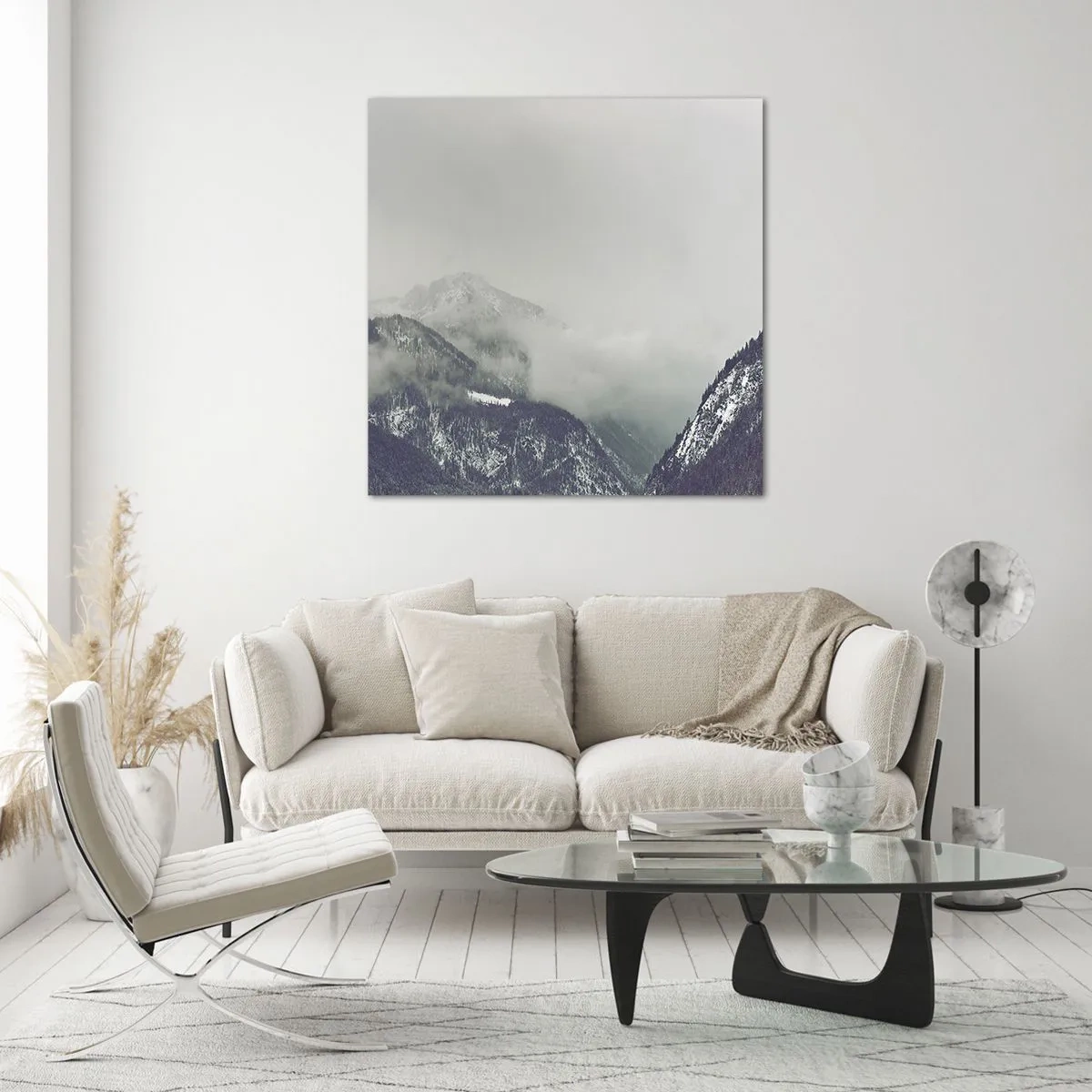 Impression sur verre - Image sur verre - Vallée brumeuse - 70x70 cm