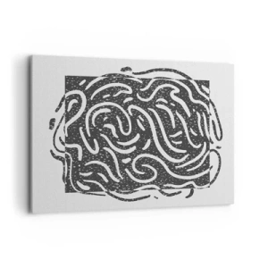 Impression sur toile - Image sur toile - Abstraction en noir et blanc dans un style géométrique - 100x70cm - Abstraction : la danse de la joie - Décoration murale moderne pour le salon et la chambre ARTTOR