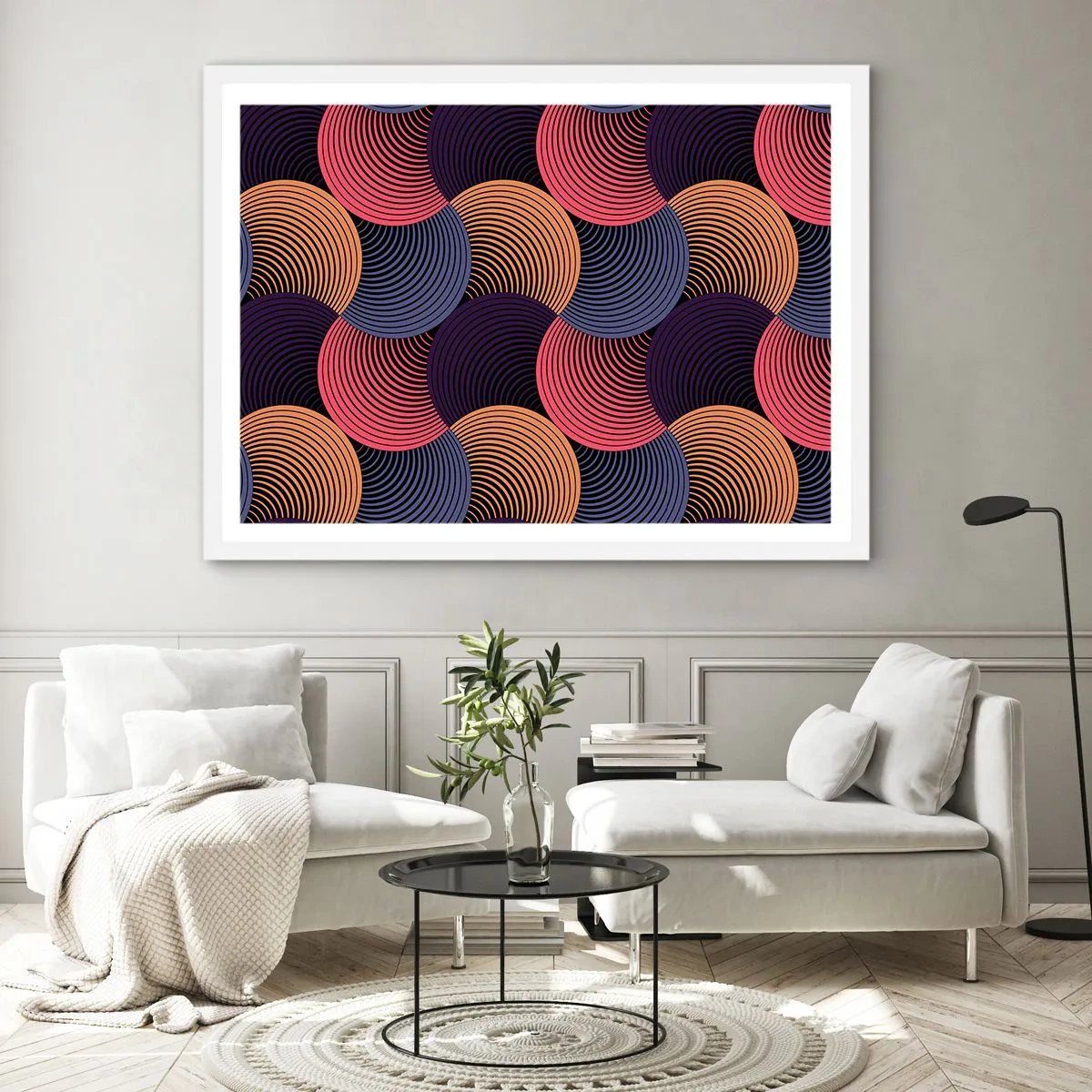 Affiche dans un cadre blanc - Poster - Dans un rythme circulaire - 40x30 cm