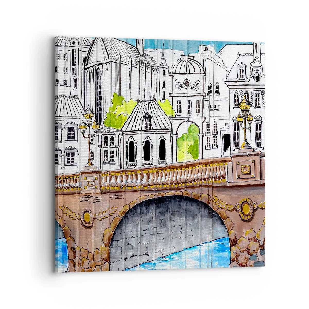 Impression sur toile - Image sur toile - Une ville comme peinte - 70x70 cm