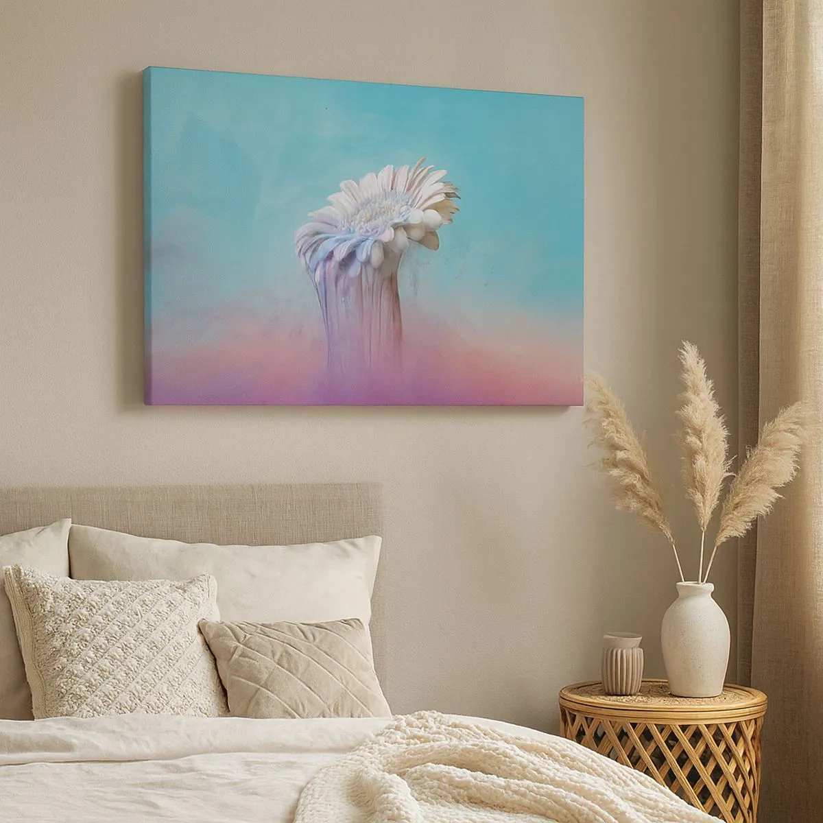 Impression sur toile - Image sur toile - Gerbera pastel avec effet flou - 70x50cm - Le monde souterrain des fleurs - Décoration murale moderne pour le salon et la chambre ARTTOR
