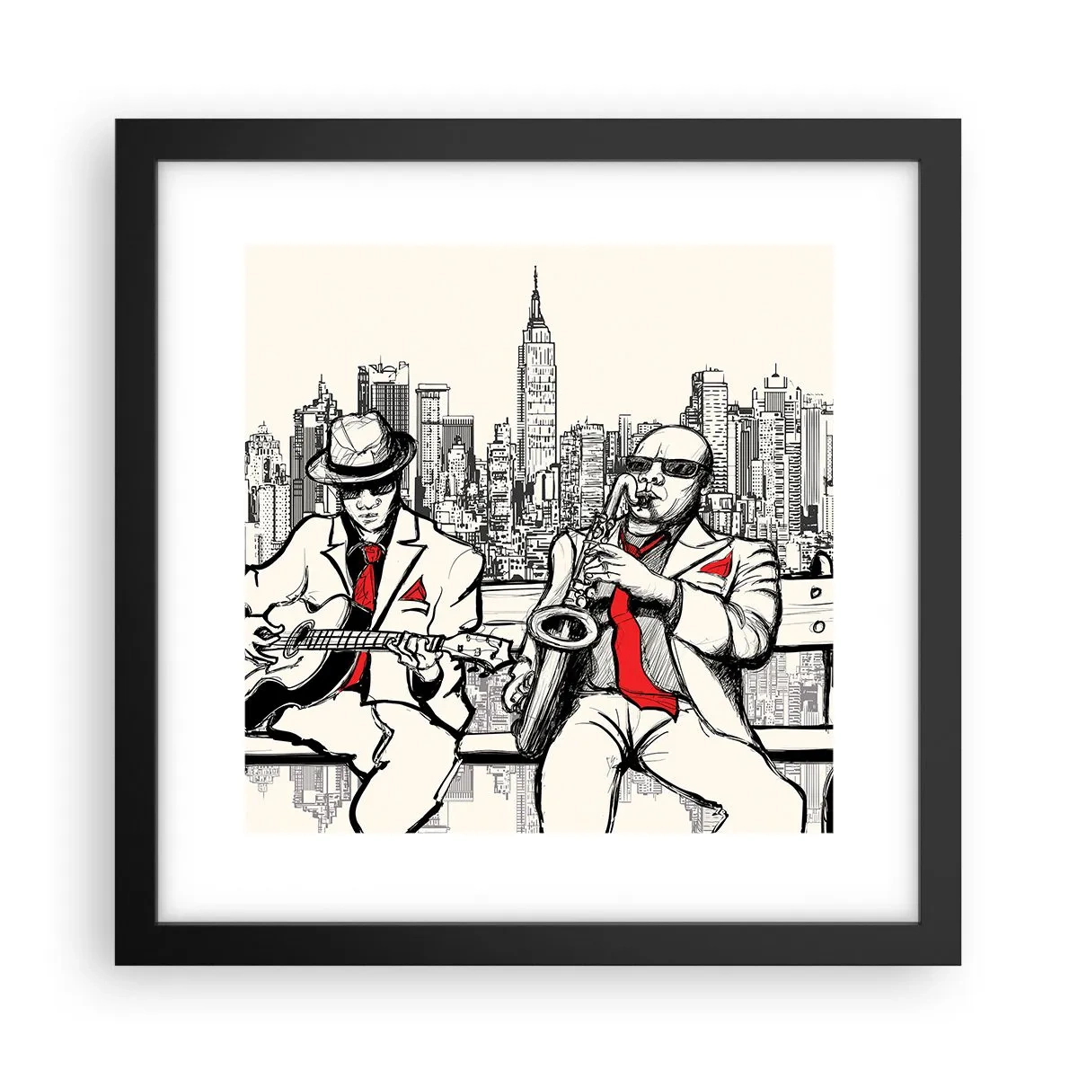 Affiche dans un cadre noir - Poster - improvisation new-yorkaise - 30x30 cm