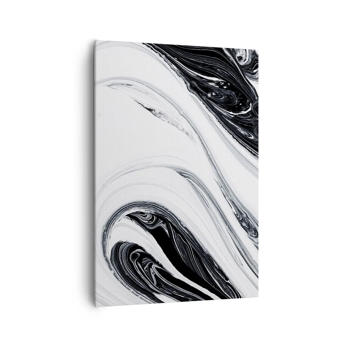 Impression sur toile - Image sur toile - Abstraction en noir et blanc avec des lignes et des tourbillons dynamiques - 70x100cm - Une combinaison d'opposés - Décoration murale moderne pour le salon et la chambre ARTTOR