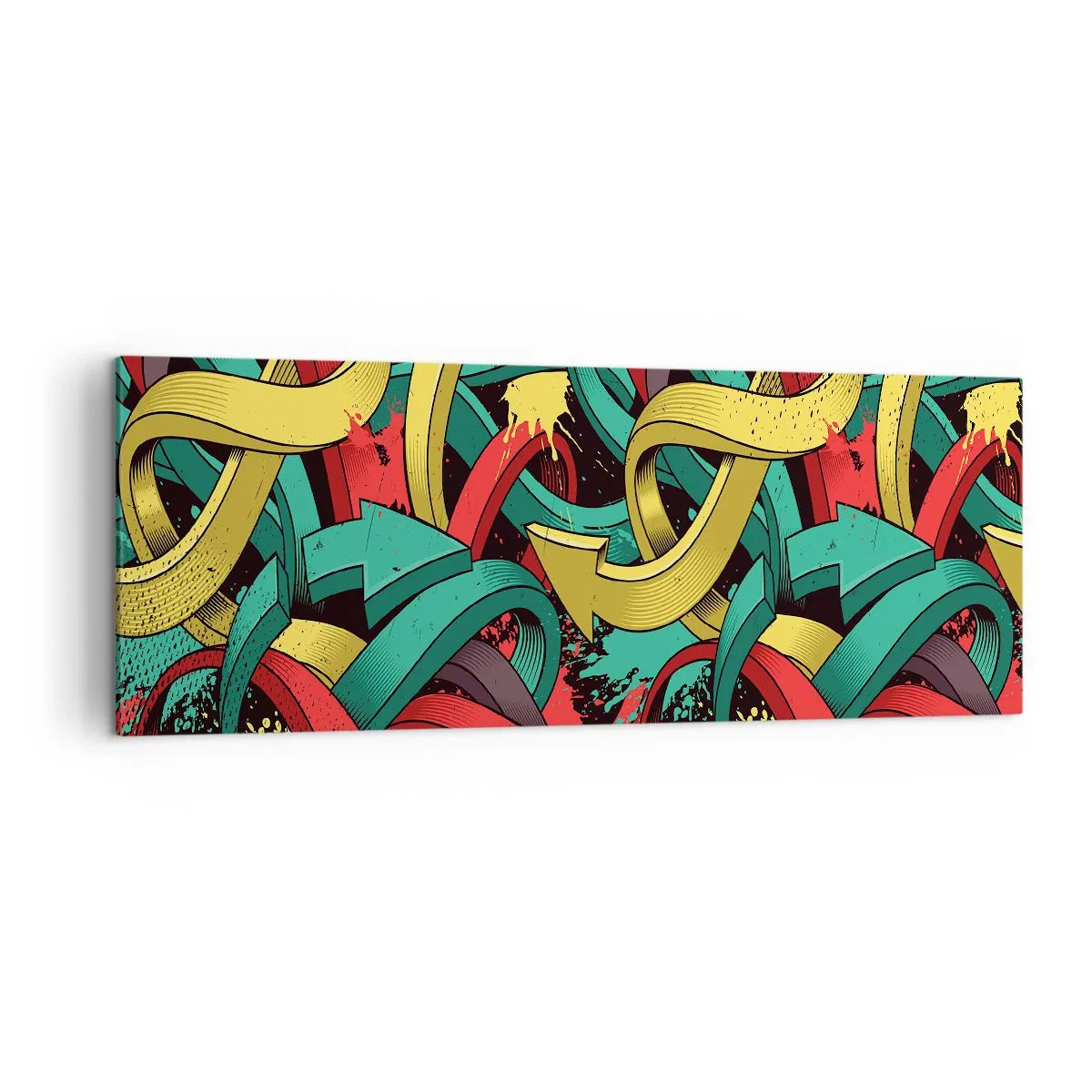 Impression sur toile - Image sur toile - Des flèches abstraites aux couleurs vives créant le chaos - 140x50cm - Quel chemin vers le but ? - Décoration murale moderne pour le salon et la chambre ARTTOR