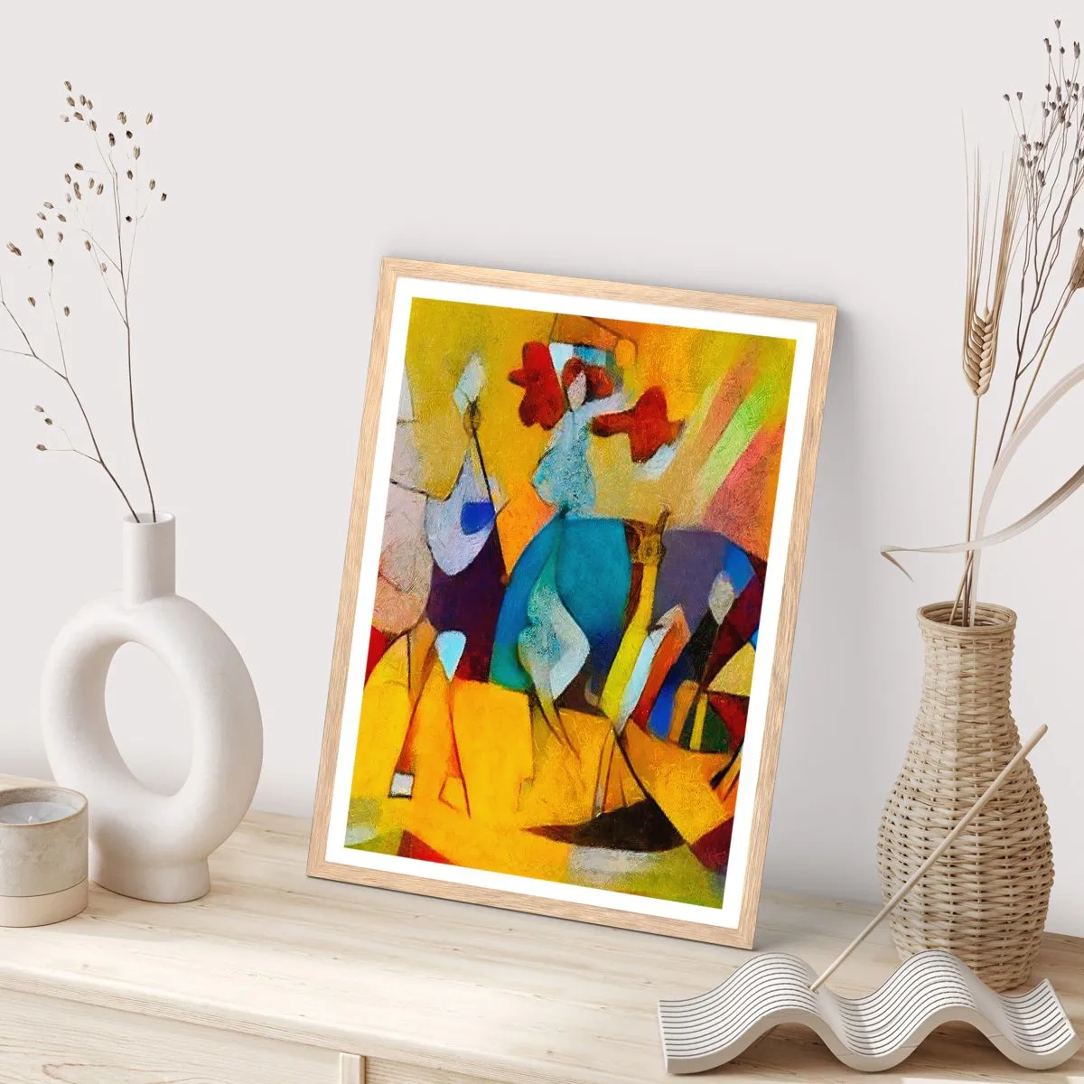 Affiche dans un chêne clair - Poster - Soleil - vie - joie - 70x100 cm