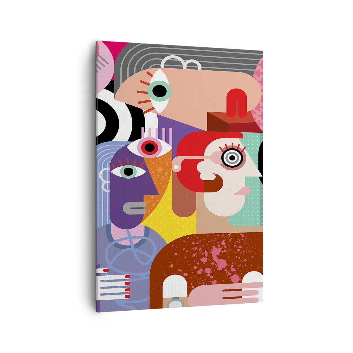 Impression sur toile - Image sur toile - Abstraction colorée avec des visages géométriques - 70x100cm - Nous par M. Picasso - Décoration murale moderne pour le salon et la chambre ARTTOR
