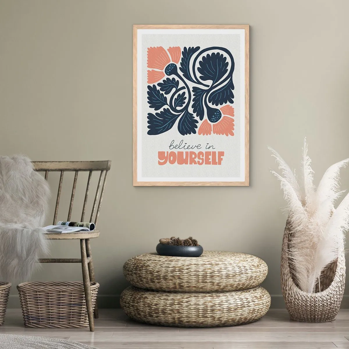 Affiche dans un chêne clair - Poster - Et tu t'épanouis - 40x50 cm