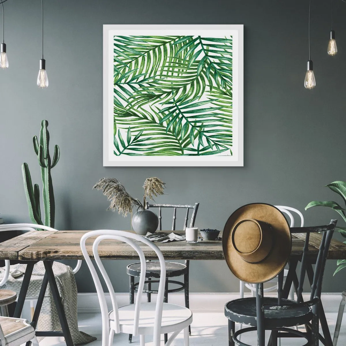 Affiche dans un cadre blanc - Poster - Sous la canopée verte - 60x60 cm