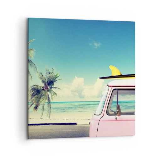 Impression sur toile - Image sur toile - Il est temps de commencer les vacances - 60x60 cm