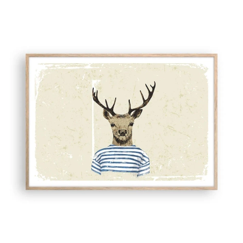 Affiche dans un chêne clair - Poster - Parce que j'aime les chemises rayées - 100x70 cm