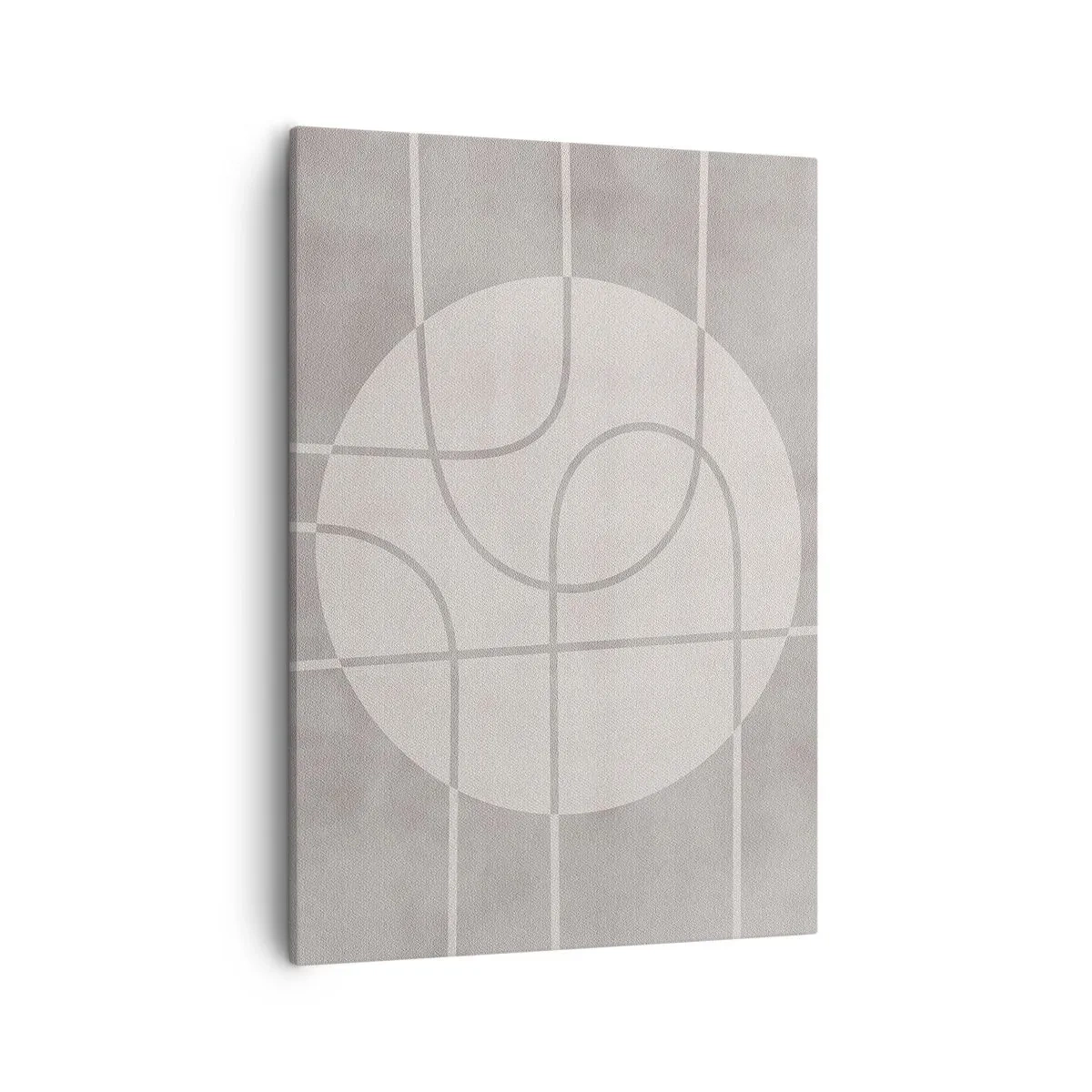 Impression sur toile - Image sur toile - Motif géométrique dans les tons de gris et de blanc - 50x70cm - Circulaire et tout droit - Décoration murale moderne pour le salon et la chambre ARTTOR