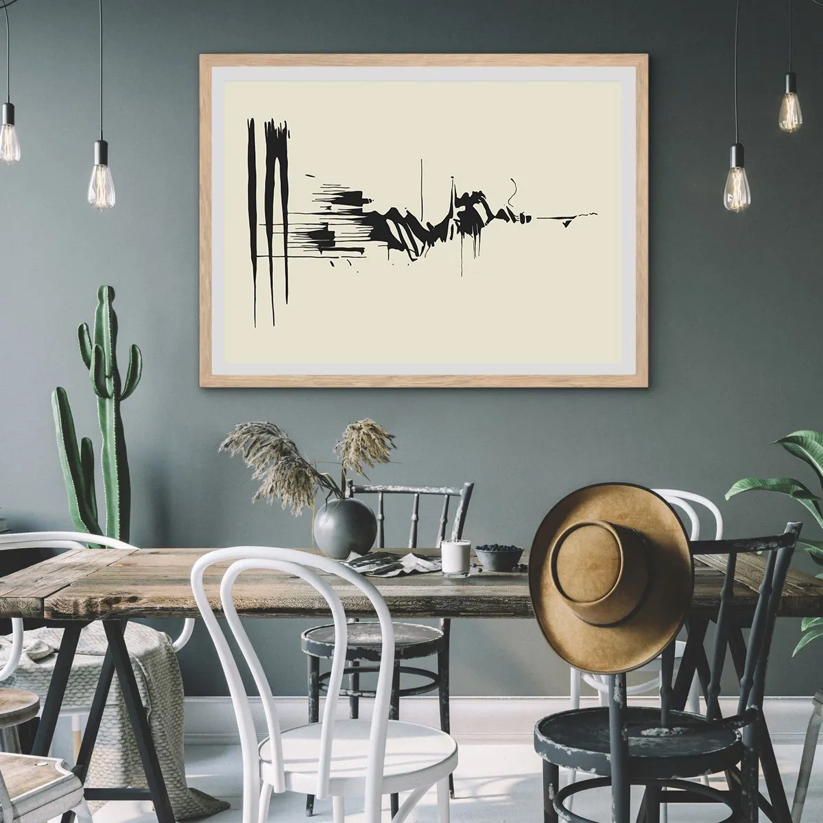 Affiche dans un chêne clair - Poster - Abstraction hâtive - 50x40 cm