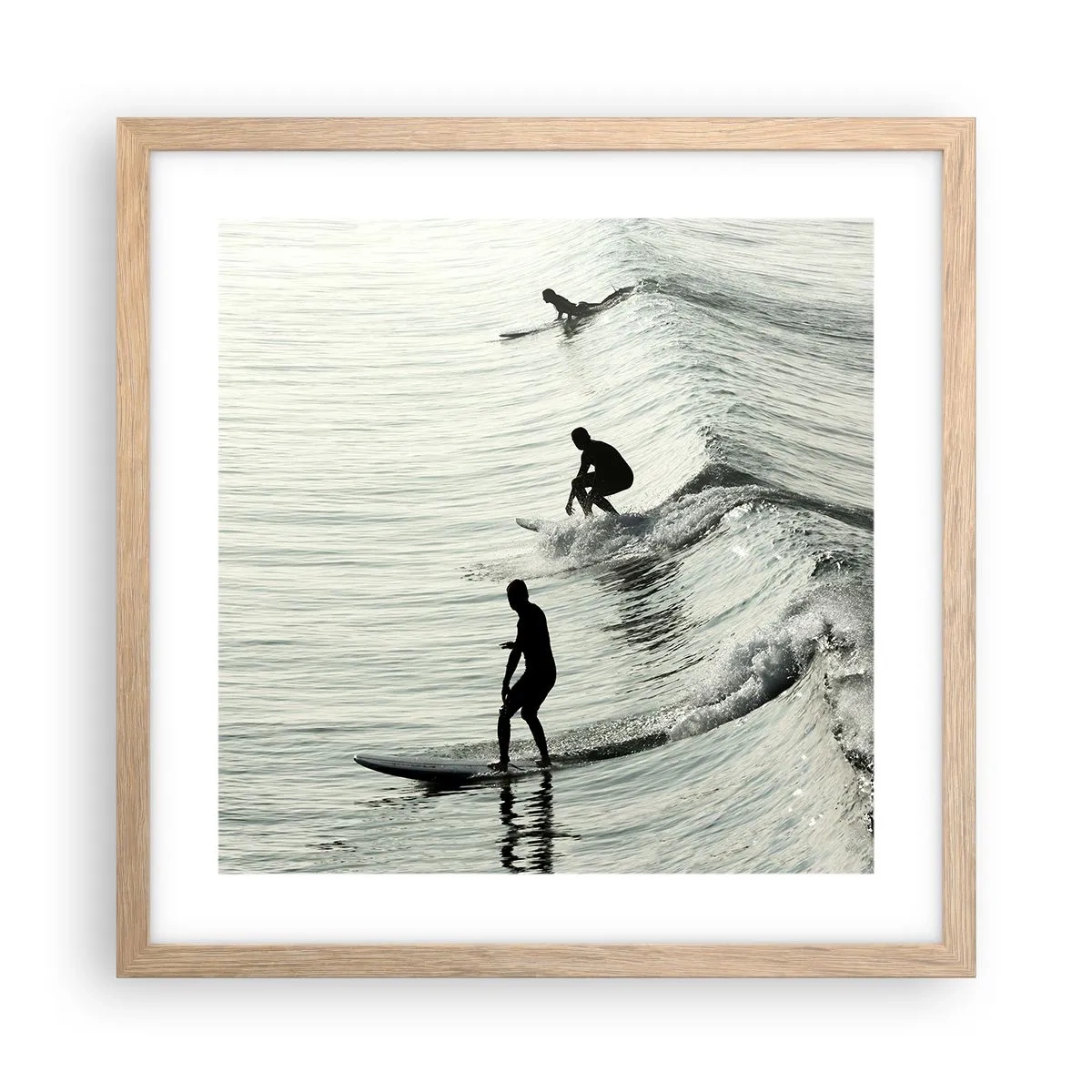 Affiche dans un chêne clair - Poster - A la rencontre de la vague - 40x40 cm