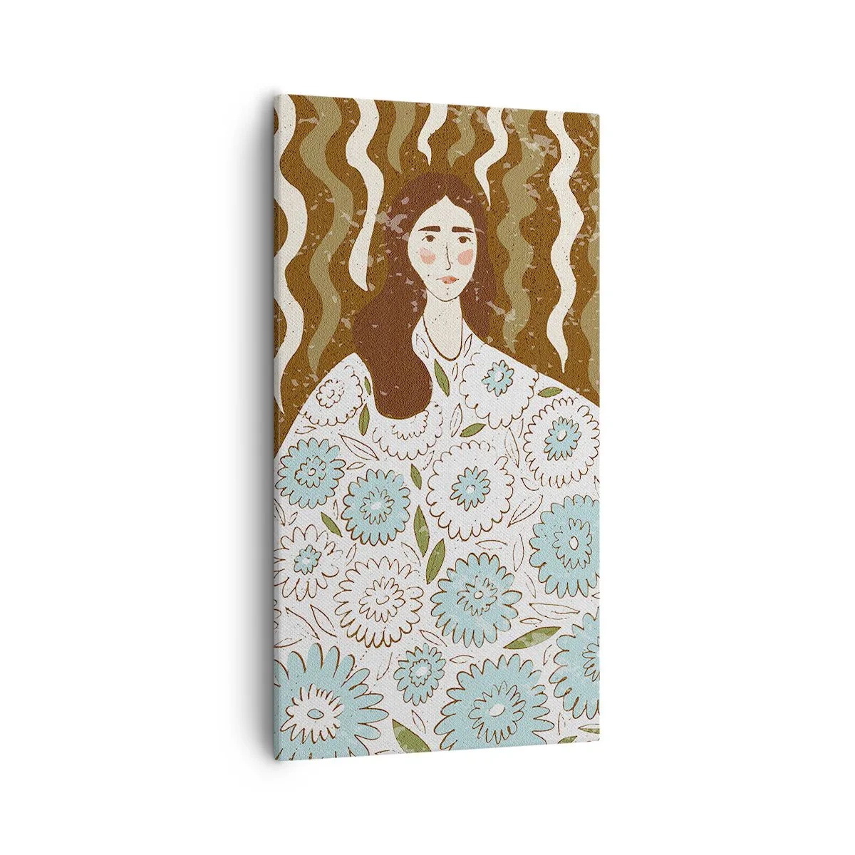 Impression sur toile - Image sur toile - Portrait en robe fleurie - 55x100 cm