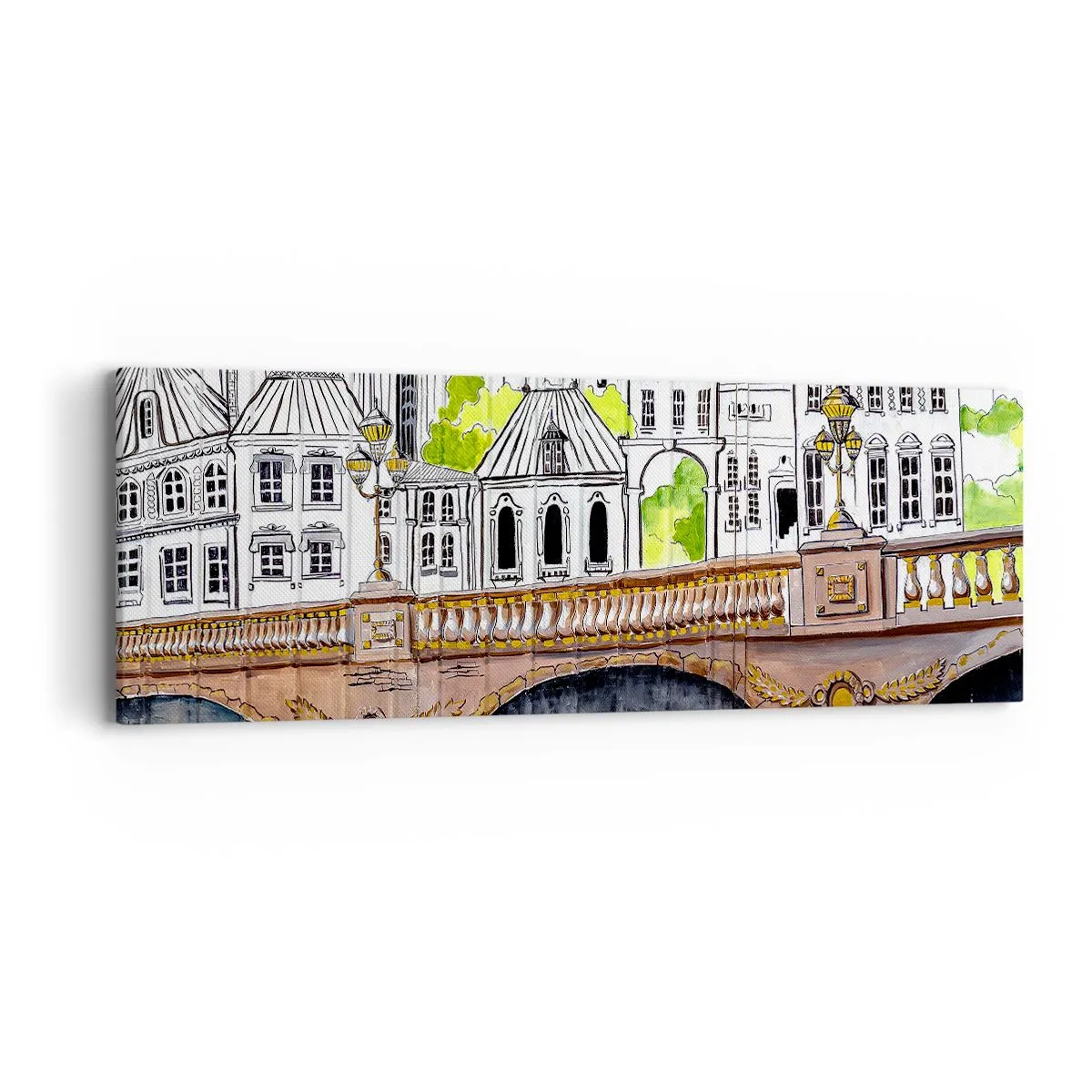 Impression sur toile - Image sur toile - Une ville comme peinte - 90x30 cm