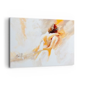 Impression sur toile - Image sur toile - Scène abstraite d'une étreinte romantique - 120x80cm - Proximité dans le ciel - Décoration murale moderne pour le salon et la chambre ARTTOR