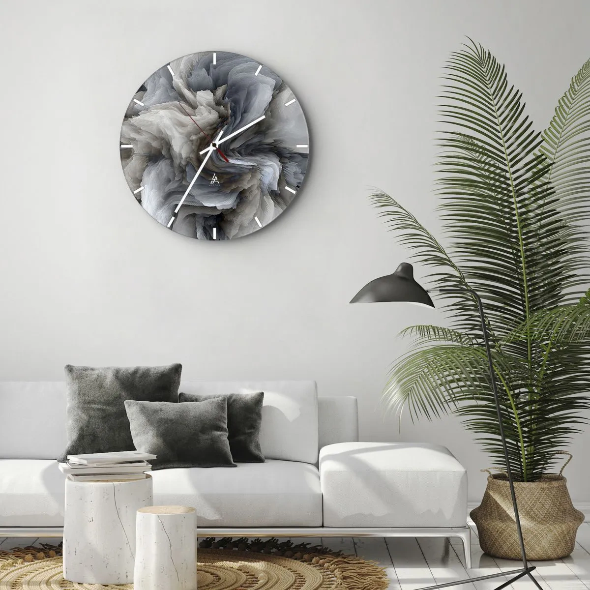 Horloge murale - Pendule murale - Pierre et fleur - 40x40 cm