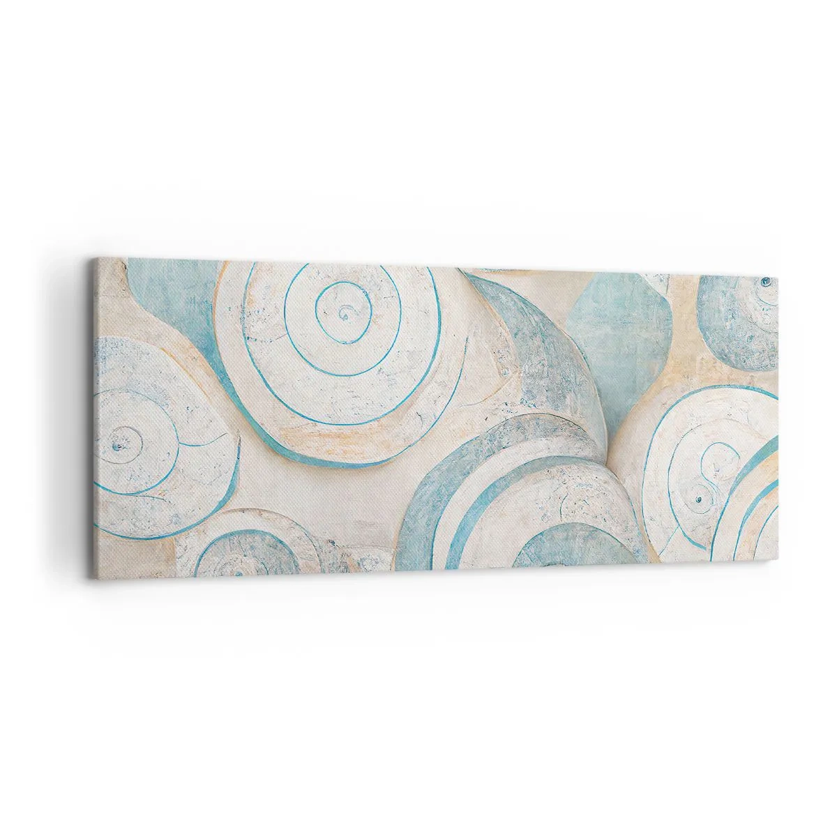 Impression sur toile - Image sur toile - Coquillages abstraits aux tons pastel - 120x50cm - Que cache la coque ? - Décoration murale moderne pour le salon et la chambre ARTTOR