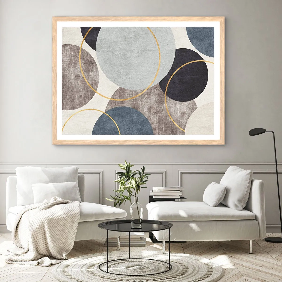 Affiche dans un chêne clair - Poster - Cercles sur cercles - 100x70 cm