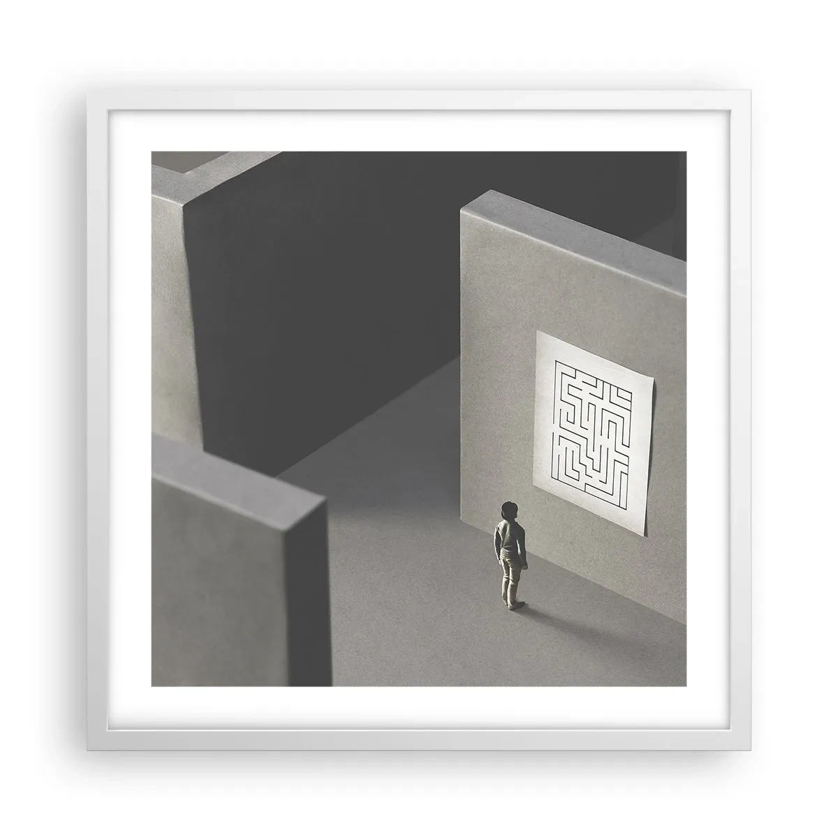 Affiche dans un cadre blanc - Poster - Mais où suis-je? - 50x50 cm