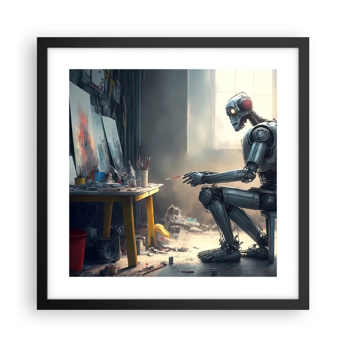 Affiche dans un cadre noir - Poster - L'acte de création - 40x40 cm