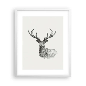 Affiche dans un cadre blanc - Poster - Cerf dans un style cubique - 40x50 cm