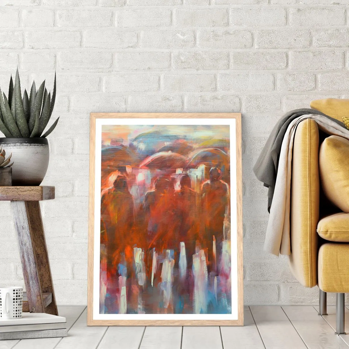 Affiche dans un chêne clair - Poster - Identiques sous la pluie et dans le brouillard - 40x50 cm