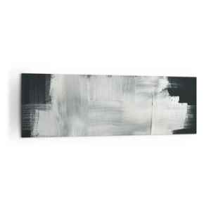 Impression sur toile - Image sur toile - Traits abstraits blancs sur fond sombre - 160x50cm - Tissé à la verticale et à l'horizontale - Décoration murale moderne pour le salon et la chambre ARTTOR