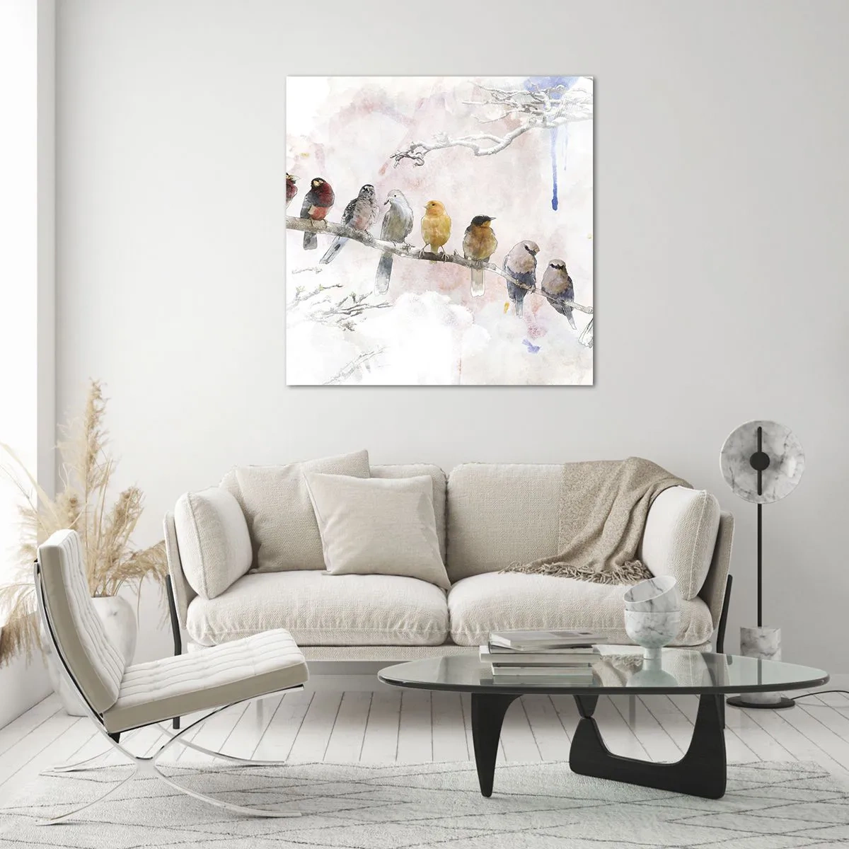 Impression sur verre - Image sur verre - Rencontre ailée - 70x70 cm