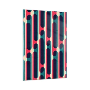 Impression sur verre - Image sur verre - Motif géométrique rétro aux couleurs pastel - 80x120cm - En profondeur et sur l'avant - Décoration murale moderne pour le salon et la chambre ARTTOR