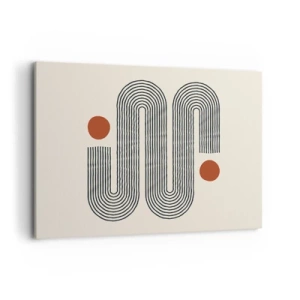 Impression sur toile - Image sur toile - Motif géométrique avec des lignes et des cercles orange - 100x70cm - Du début à la fin - Décoration murale moderne pour le salon et la chambre ARTTOR