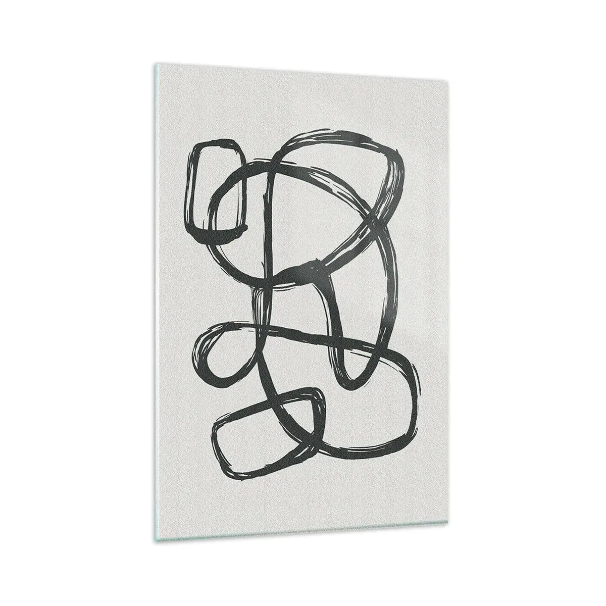 Impression sur verre - Image sur verre - Lignes abstraites créant des formes libres sur un fond clair - 80x120cm - Abstraction en boucle - Décoration murale moderne pour le salon et la chambre ARTTOR