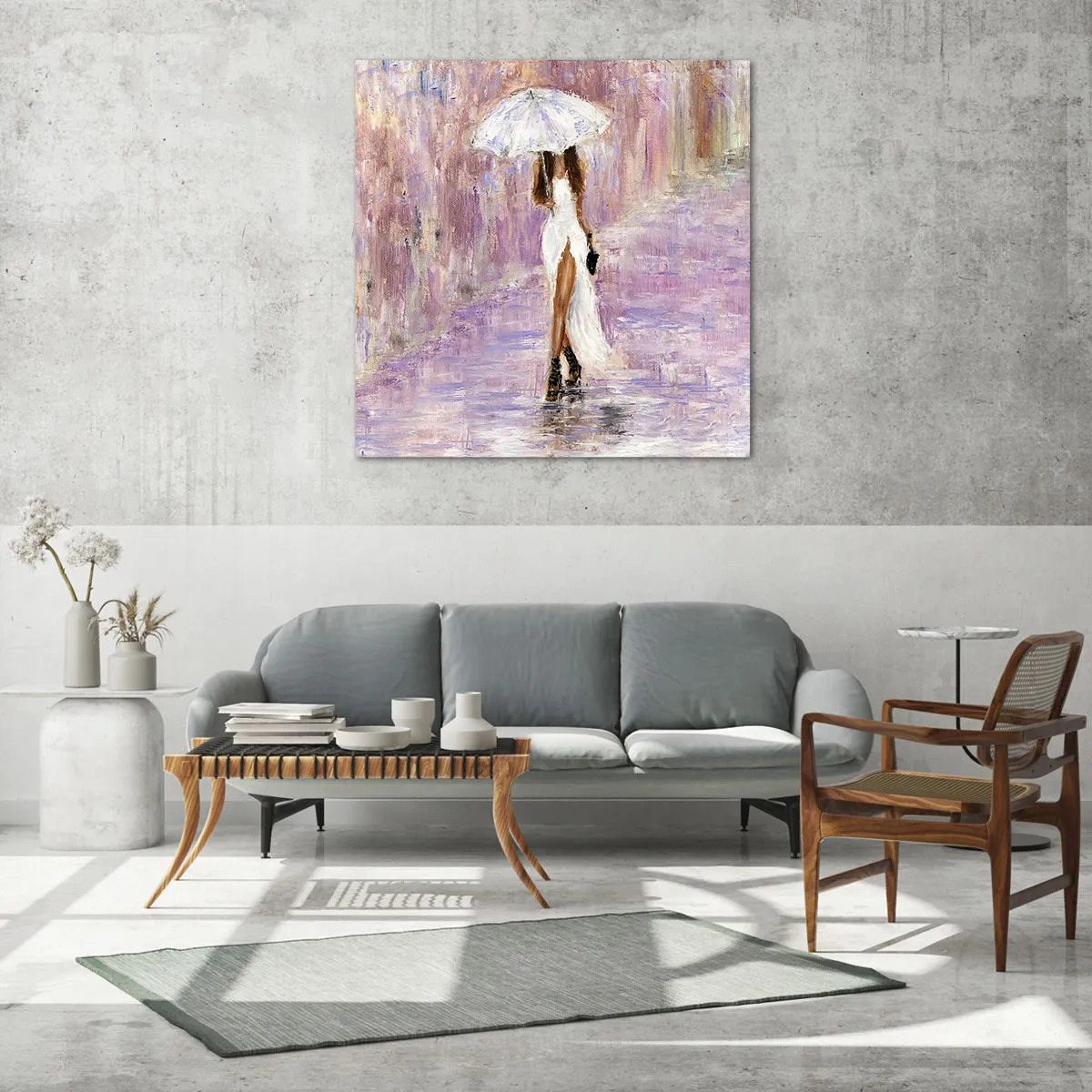 Impression sur verre - Image sur verre - Sous la pluie lilas - 30x30 cm