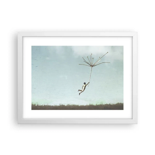 Affiche dans un cadre blanc - Poster - Cerfs-volants, pissenlits, vent - 40x30 cm