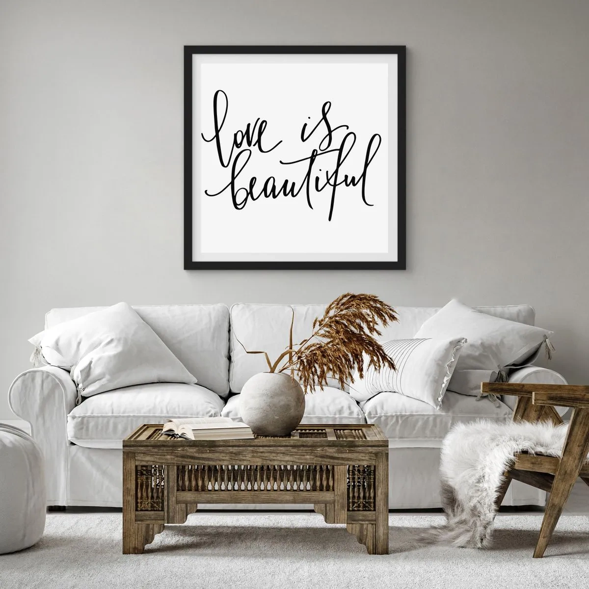 Affiche dans un cadre noir - Poster - Lire et répéter - 60x60 cm