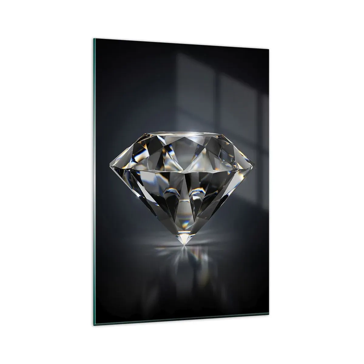 Impression sur verre - Image sur verre - Une interprétation artistique d'un diamant sur fond sombre - 80x120cm - La meilleure amie - Décoration murale moderne pour le salon et la chambre ARTTOR