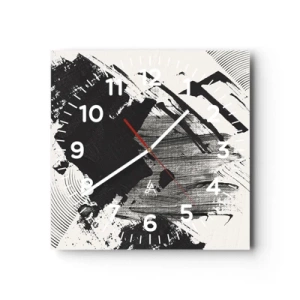 Horloge murale - Pendule murale - Abstraction – expression du noir - 40x40 cm