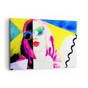 Impression sur toile - Image sur toile - Portrait coloré d'une femme portant des lunettes de soleil - 100x70cm - je ne suis pas blanche et je ne suis pas noire - Décoration murale moderne pour le salon et la chambre ARTTOR