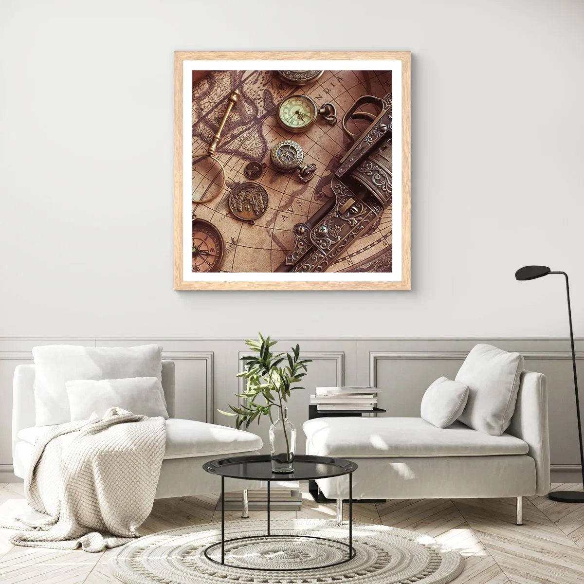 Affiche dans un chêne clair - Poster - L'aventure appelle - 40x40 cm