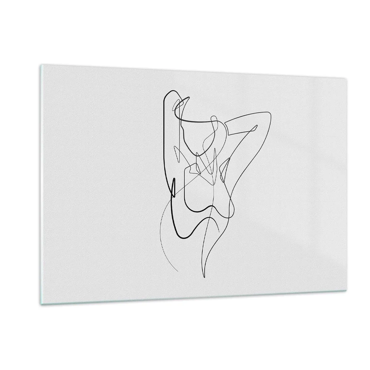 Impression sur verre - Image sur verre - Une silhouette féminine dessinée avec une seule ligne sur un fond blanc - 120x80cm - Vraiment, tu es comme ça... - Décoration murale moderne pour le salon et la chambre ARTTOR