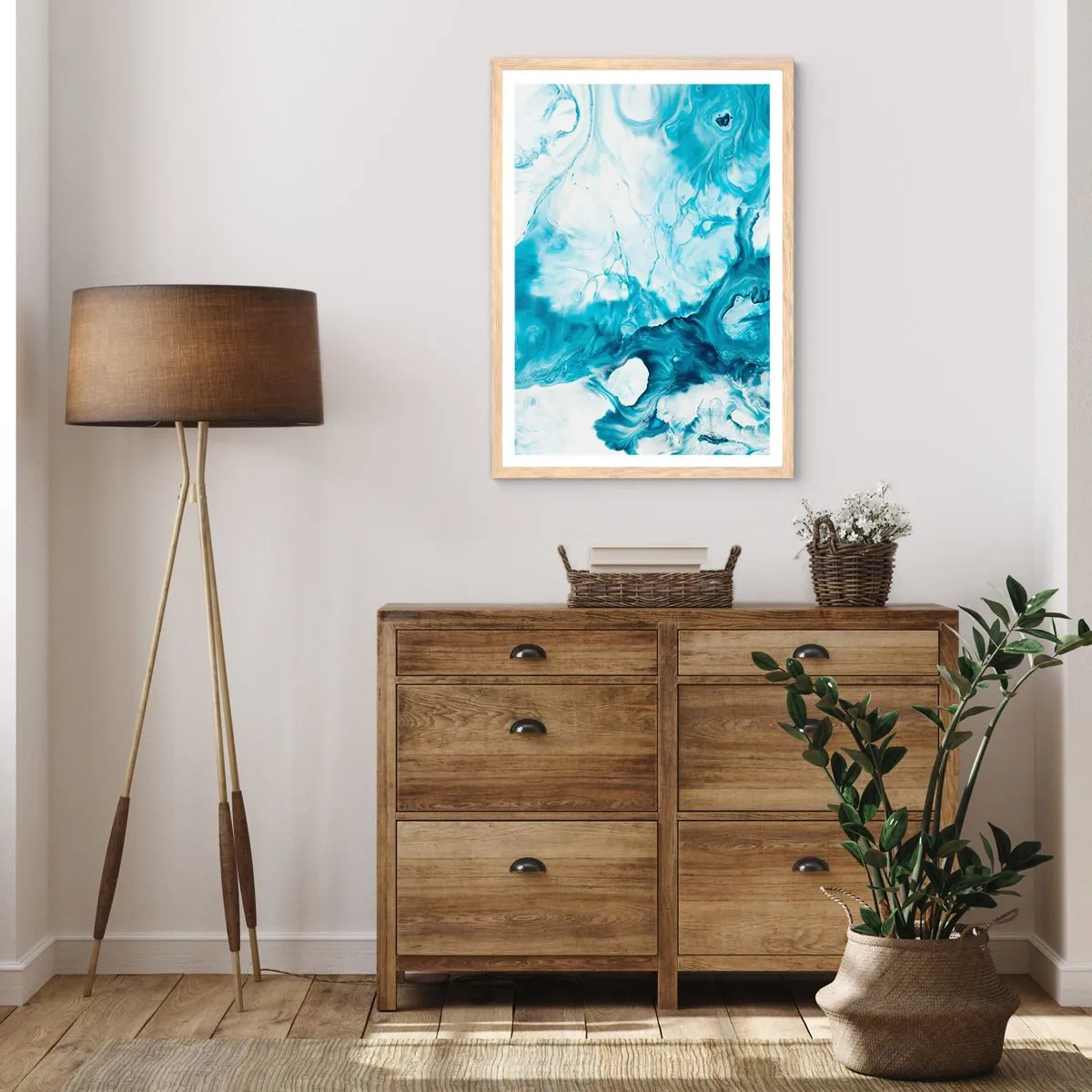 Affiche dans un chêne clair - Poster - Concert de bleu - 50x70 cm