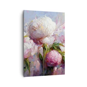 Impression sur toile - Image sur toile - Fleurs de pivoine romantiques aux couleurs pastel - 70x100cm - Un bouquet plein de vie - Décoration murale moderne pour le salon et la chambre ARTTOR