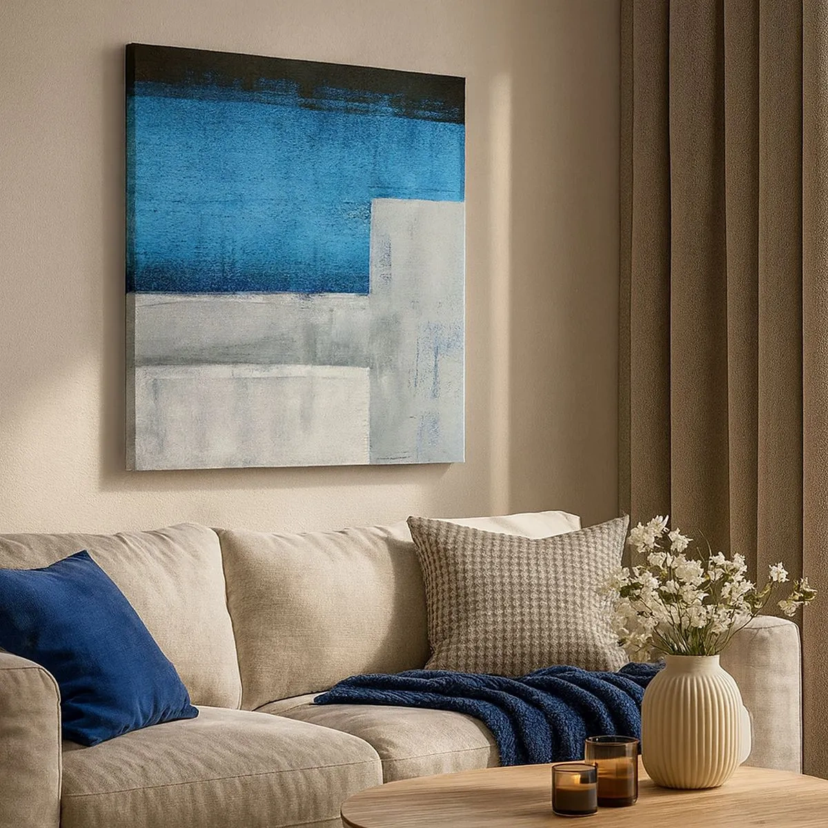 Impression sur toile - Image sur toile - Une composition poétique de gris et de bleu - 30x30 cm