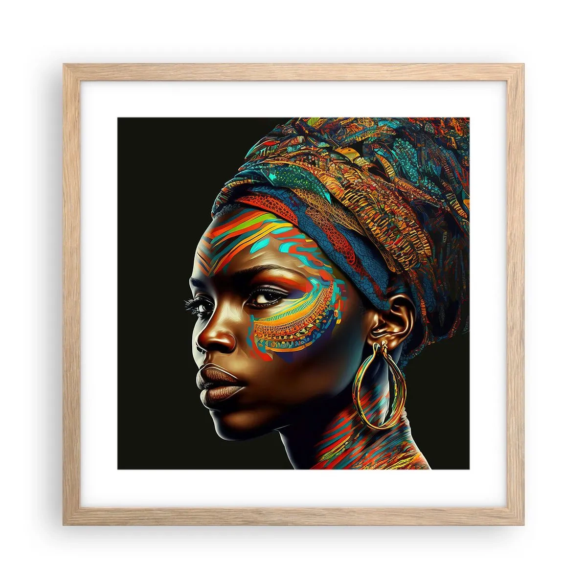 Affiche dans un chêne clair - Poster - reine africaine - 40x40 cm