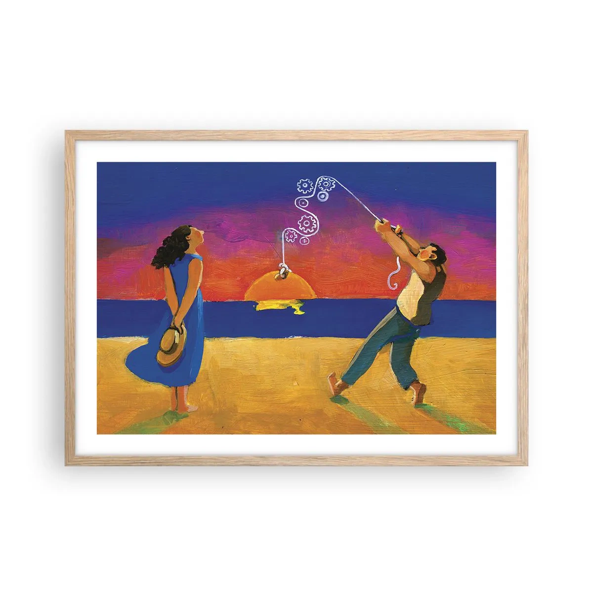 Affiche dans un chêne clair - Poster - Plus qu'une étoile dans le ciel - 70x50 cm