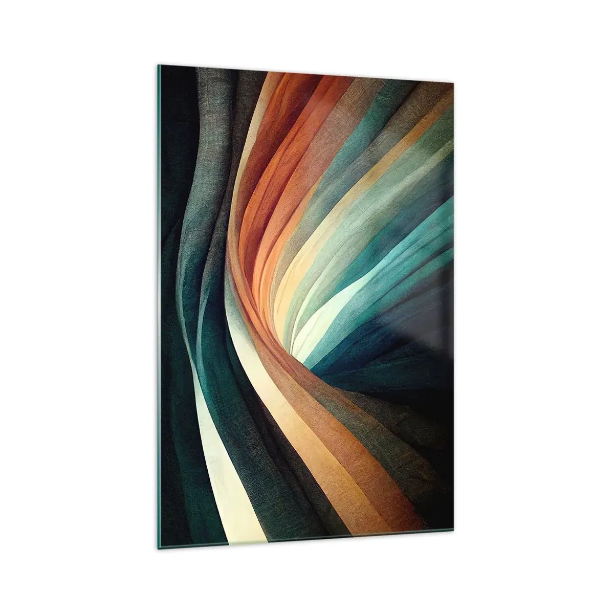 Impression sur verre - Image sur verre - Vagues abstraites dans des tons chauds et froids - 70x100cm - Tissé à partir de couleurs - Décoration murale moderne pour le salon et la chambre ARTTOR